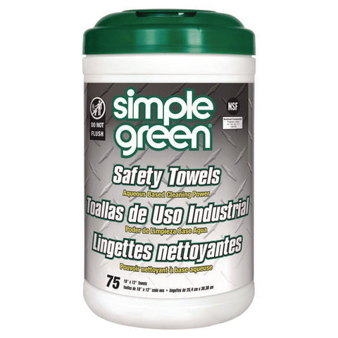 Safety Towels, 1-ply, 10 X 12, White, Unscented, 75/canister, 6 Canisters/carton