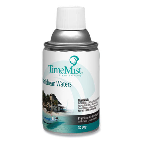 Premium Metered Air Freshener Refill, Caribbean Waters, 7.1 Oz Aerosol Spray 12/carton