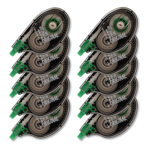 Mono Original Correction Tape Value Pack, Non-refillable, 0.17" X 32.83 Ft, Translucent Smoke/green Dispenser, 10/pack