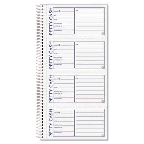 Petty Cash Receipt Book, Two-part Carbonless, 5 X 2.75, 4 Forms/sheet, 200 Forms Total