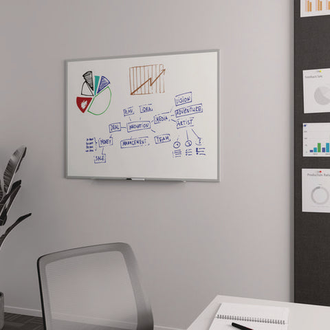Melamine Dry Erase Board, 48" X 36", White Surface, Gray/natural Aluminum Frame