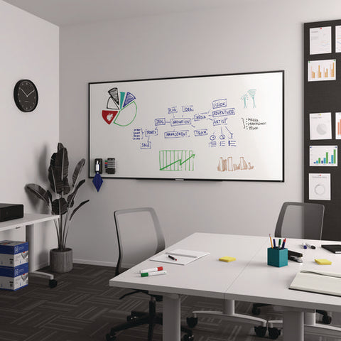 Melamine Dry Erase Board, 96" X 48", White Surface, Black Aluminum Frame