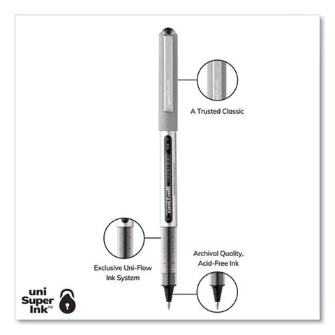 Vision Rollerball Pen, Stick, Fine 0.7 Mm, Black Ink, Silver/black/clear Barrel, Dozen