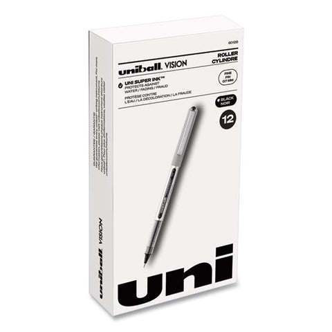 Vision Rollerball Pen, Stick, Fine 0.7 Mm, Black Ink, Silver/black/clear Barrel, Dozen