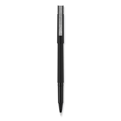 Rollerball Pen, Stick, Micro 0.5 Mm, Black Ink, Black Barrel, Dozen