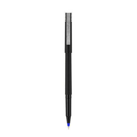 Rollerball Pen, Stick, Micro 0.5 Mm, Blue Ink, Black/blue Barrel, Dozen