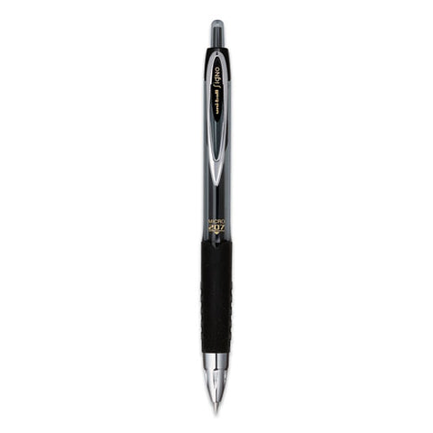 Signo Gel Pen, Retractable, Extra-fine 0.38 Mm, Black Ink, Smoke/black/silver Barrel, Dozen