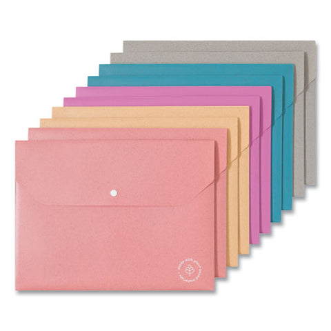 U-eco Document Holder, 0.59" Expansion, 1 Section, Snap Button Closure, Letter Size, Assorted Colors, 10/pack