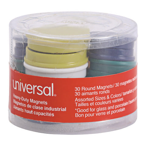 High-intensity Assorted Magnets, Circles, Assorted Colors, 0.75", 1.25" And 1.5" Diameters, 30/pack