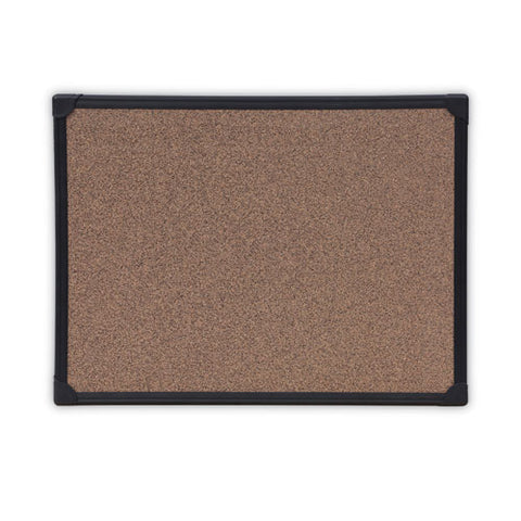 Tech Cork Board, 24" X 18", Brown Surface, Black Aluminum Frame