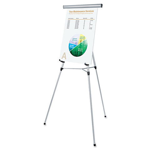 3-leg Telescoping Easel With Pad Retainer, 34" To 64" Tall, Metal, Silver, Supports Up To 25 Lb