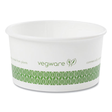 Soup Containers, Compostable, 6 Oz, 3.5" Diameter X 1.7" H, Green/white, Paper, 1,000/carton