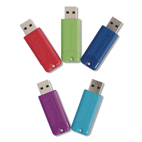 Pinstripe Usb 3.0 Flash Drive, 16 Gb, Assorted Colors, 5/pack