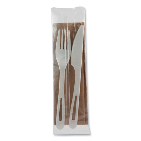 Tpla Wrapped Cutlery, Fork/knife/napkin, Plastic, White, 500/carton