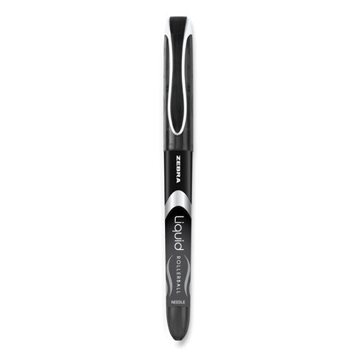 Liquid Ink Roller Ball Pen, Stick, Extra-fine 0.5 Mm, Black Ink, Black/silver Barrel, 12/pack