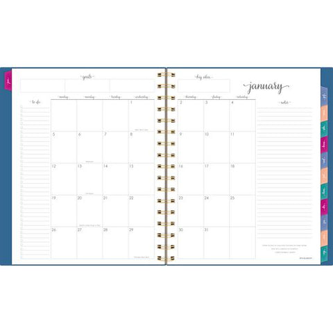 Harmony Weekly/monthly Poly Planner, 8.88 X 7.69, Blue/gold Cover, 13-month (jan To Jan): 2025 To 2026