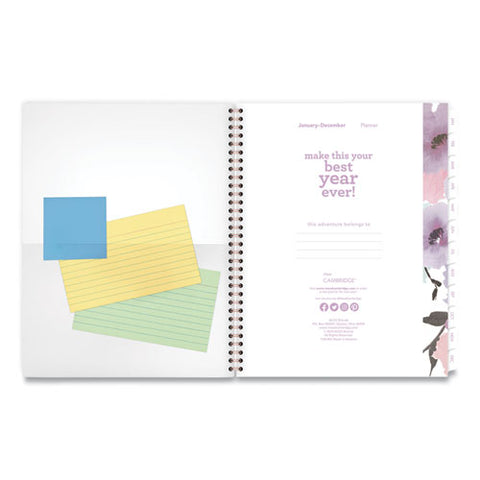 Mina Weekly/monthly Planner, Floral Artwork, 11 X 8.5, White/violet/peach Cover, 12-month (jan To Dec): 2025