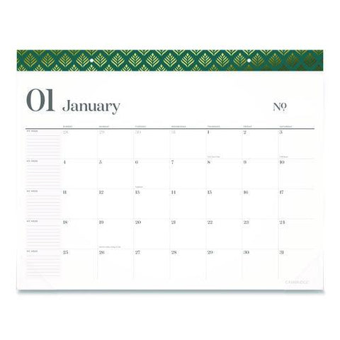 Workstyle Monthly Desk Pad Calendar, 21.75 X 17, White Sheets, Teal Headband/clear Corners, 12-month (jan-dec): 2026
