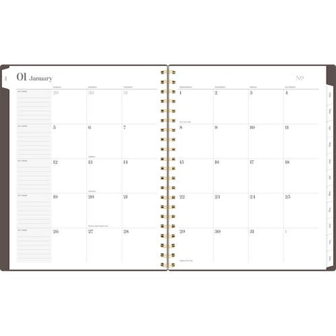 Workstyle Monthly Poly Planner, Geometric Artwork, 11 X 8.5, Java Brown/gold Cover, 12-month (jan To Dec): 2025