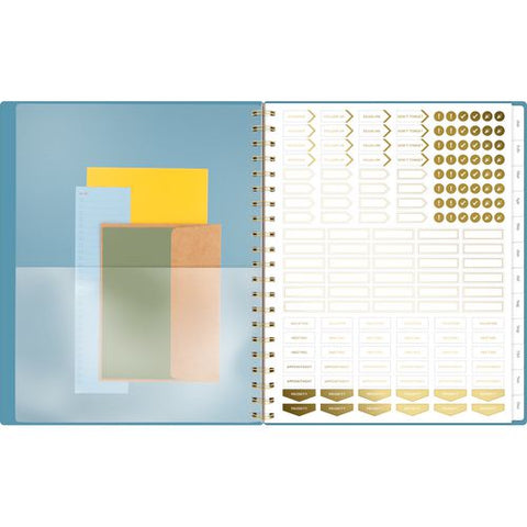 Workstyle Weekly/monthly Planner, Geometric Artwork, 11 X 9.38, Blue/gold Cover, 12-month (jan To Dec): 2025