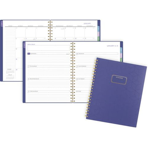 Badge Geo Weekly/monthly Planner, 11 X 9.25, Purple/gold Cover, 13-month (jan To Jan): 2025 To 2026