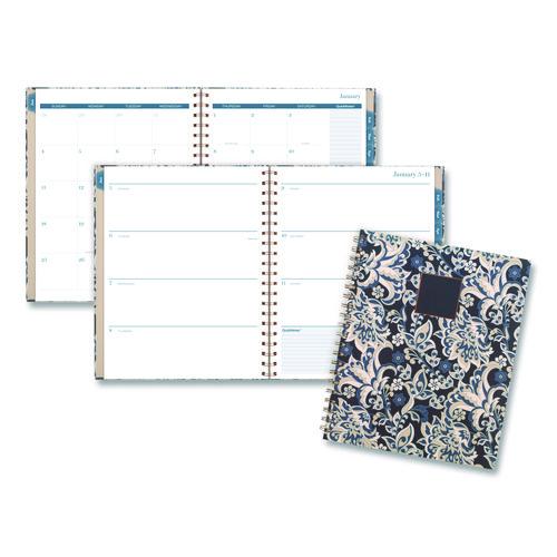 Elizabeth Weekly/monthly Planner, 11 X 8.5, Floral Artwork, Blue Cover, 12-month  (jan-dec): 2026