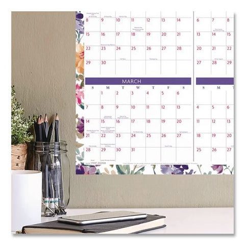 Badge Floral Academic And Calendar Year Dry Erase Reversible Wall Calendar, 36 X 24, Ay: (jul-jun) 2026-27, Ry: (jan-dec) '27