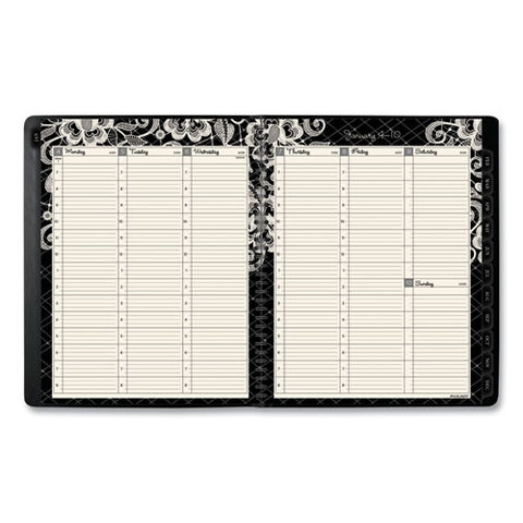 Lacey Weekly Block Format Professional Appointment Book, Lacey Artwork, 11 X 8.5, Black/white, 13-month: Jan 2025 To Jan 2026