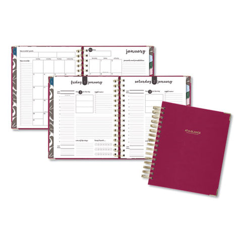 Harmony Daily Hardcover Planner, 8.75 X 7, Berry Cover, 12-month (jan To Dec): 2025