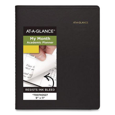 Academic Monthly Planner, 11 X 9, Black Cover, 18-month: July 2026 To Dec 2027