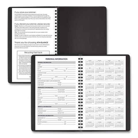 Weekly Block Format Appointment Book Ruled For Hourly Appointments, 8 X 5, Black Cover, 12-month (jan To Dec): 2025