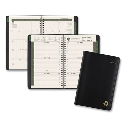 Recycled Weekly Block Format Appointment Book, 8.5 X 5.5, Black Cover, 12-month (jan To Dec): 2025