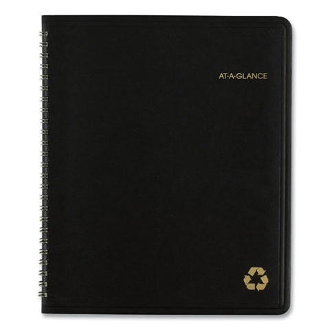 Recycled Monthly Planner With Perforated Memo Section, 8.75 X 7, Black Cover, 12-month (jan To Dec): 2025