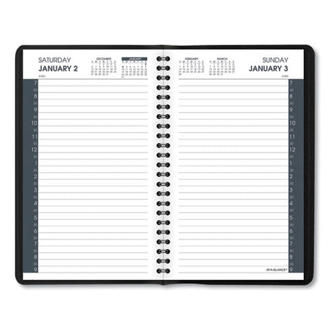 Daily Appointment Book With 30-minute Appointments, 8 X 5, Black Cover, 12-month (jan To Dec): 2025