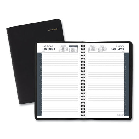 Daily Appointment Book With 30-minute Appointments, 8 X 5, Black Cover, 12-month (jan To Dec): 2025