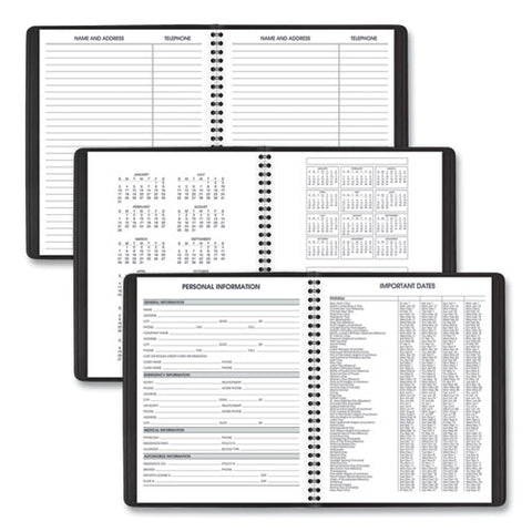 Weekly Vertical-column Appointment Book Ruled For Hourly Appointments, 8.75 X 7, Black Cover, 13-month: Jan 2025 To Jan 2026