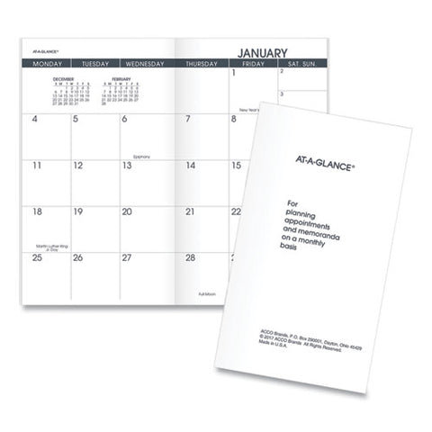 Pocket Size Monthly Planner Refill, 6 X 3.5, White Sheets, 12-month (jan To Dec): 2025