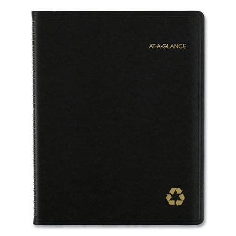 Recycled Weekly Vertical-column Format Appointment Book, 11 X 8.25, Black Cover, 12-month (jan To Dec): 2025