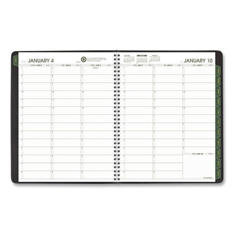 Recycled Weekly Vertical-column Format Appointment Book, 11 X 8.25, Black Cover, 12-month (jan To Dec): 2025