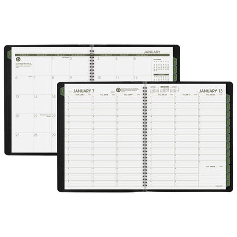 Recycled Weekly Vertical-column Format Appointment Book, 11 X 8.25, Black Cover, 12-month (jan To Dec): 2025