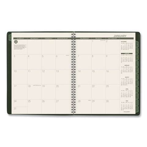 Recycled Weekly Vertical-column Format Appointment Book, 11 X 8.25, Green Cover, 12-month (jan To Dec): 2025