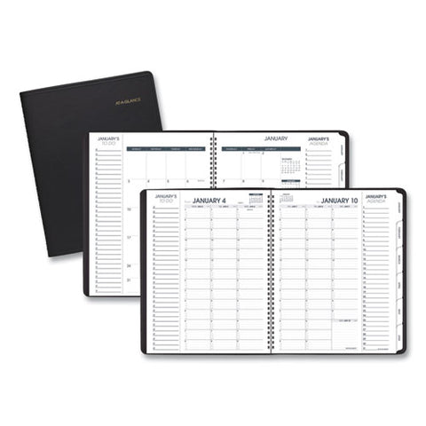 Triple View Weekly Vertical-column Format Appointment Book, 11 X 8.25, Black Cover, 12-month (jan To Dec): 2025