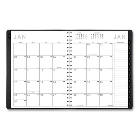 Contemporary Weekly/monthly Planner, Vertical-column Format, 11 X 8.25, Black Cover, 12-month (jan To Dec): 2025