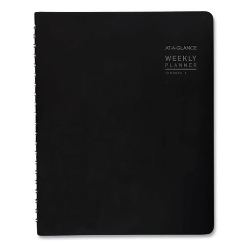 Contemporary Weekly/monthly Planner, Vertical-column Format, 11 X 8.25, Black Cover, 12-month (jan To Dec): 2025