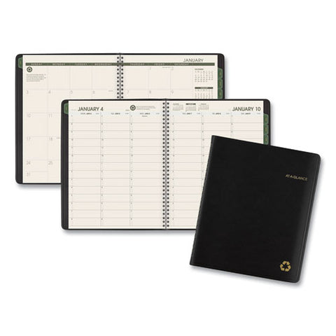 Recycled Weekly Vertical-column Format Appointment Book, 8.75 X 7, Black Cover, 12-month (jan To Dec): 2025