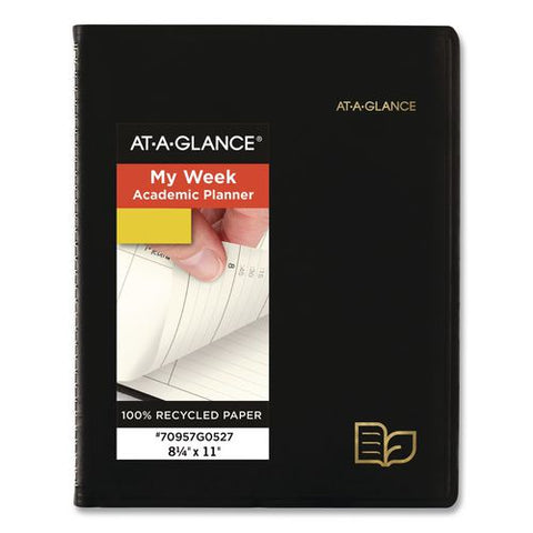 Recycled Academic Weekly/monthly Appointment Book, 11 X 8.5, Black Cover, 12-month (july To June): 2026 To 2027