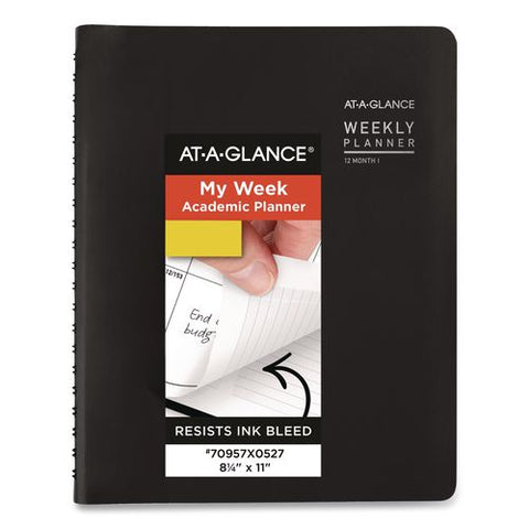 Contemporary Academic Weekly/monthly Planner, 11 X 8.25, Black Cover, 12-month (july To June): 2026 To 2027