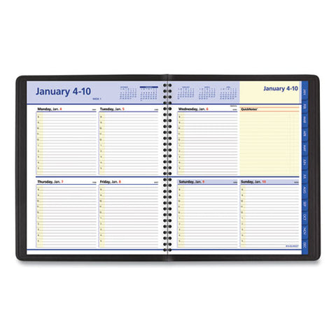 Quicknotes Weekly Block Format Appointment Book, 10 X 8, Black Cover, 12-month (jan To Dec): 2025