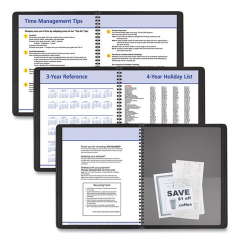 Quicknotes Weekly Block Format Appointment Book, 10 X 8, Black Cover, 12-month (jan To Dec): 2025