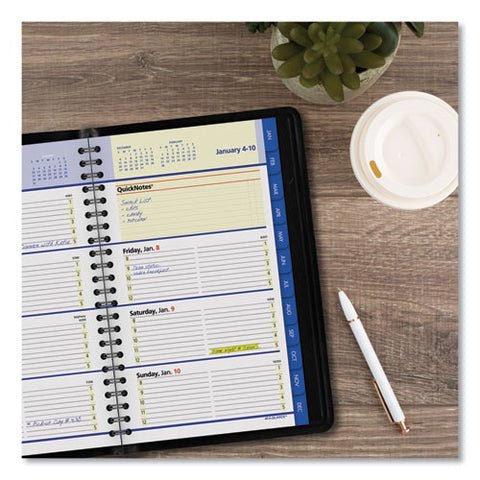 Quicknotes Weekly Block Format Appointment Book, 8.5 X 5.5, Black Cover, 12-month (jan To Dec): 2025